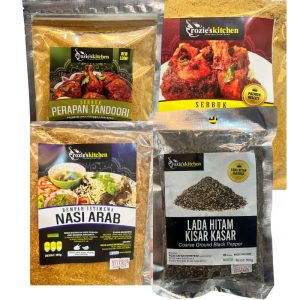 Rozies Kitchen Special Combo Perapan Berempah 100g + Perapan Tandoori 100g + Rempah Istimewa Nasi Arab 100g + Lada Hitam Kisar Kasar 100g